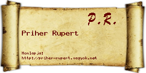 Priher Rupert névjegykártya